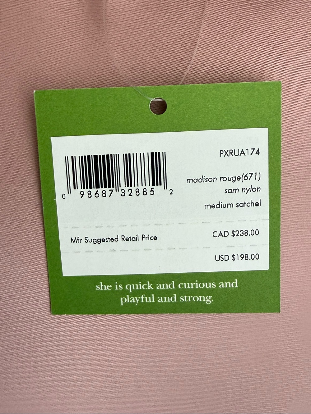 Kate Spade Sam Nylon Medium Satchel Madison Rouge - Picture 8 of 15